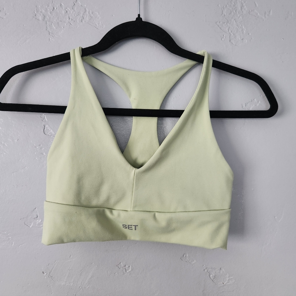 Set Active Luxform Racer V Sports Bra Sage Green Medium - Picture 2 of 5